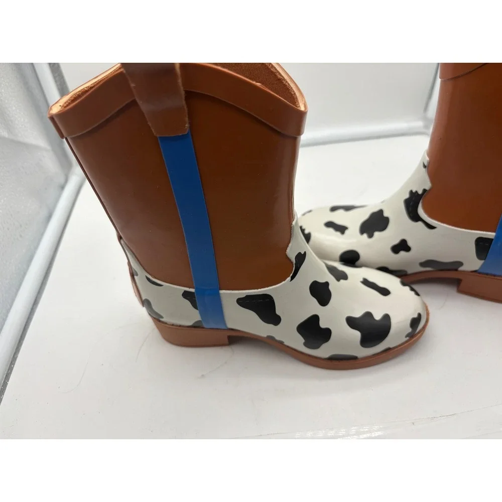 Disney Pixar Toy Story Toddler Rain Boots Woody Jessie Cow Print size 9/10